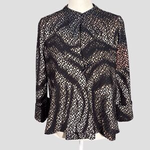IC By Connie K Textured Asymmetrical Cardigan Jacket Small Cuffed Animal Print